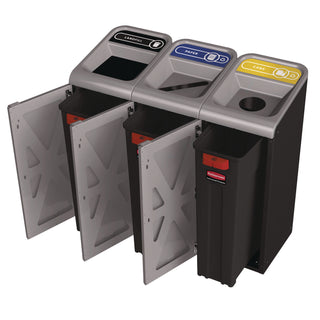 Configure Indoor Recycling Waste Receptacle, Mixed Recycling, 23 gal, Metal, Gray - 4