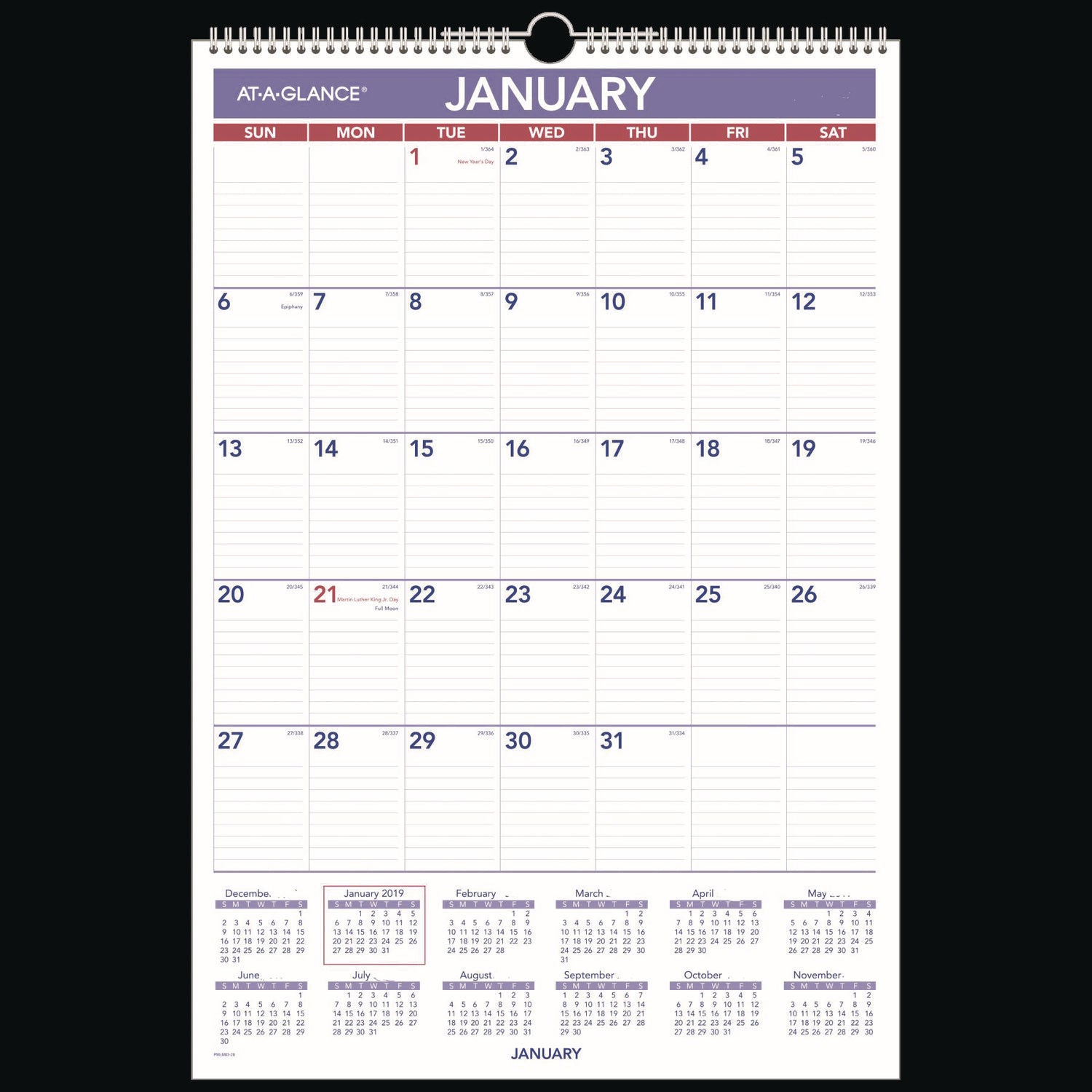 Erasable Wall Calendar, 15.5 x 22.75, White Sheets, 12-Month (Jan to Dec): 2024 - 1