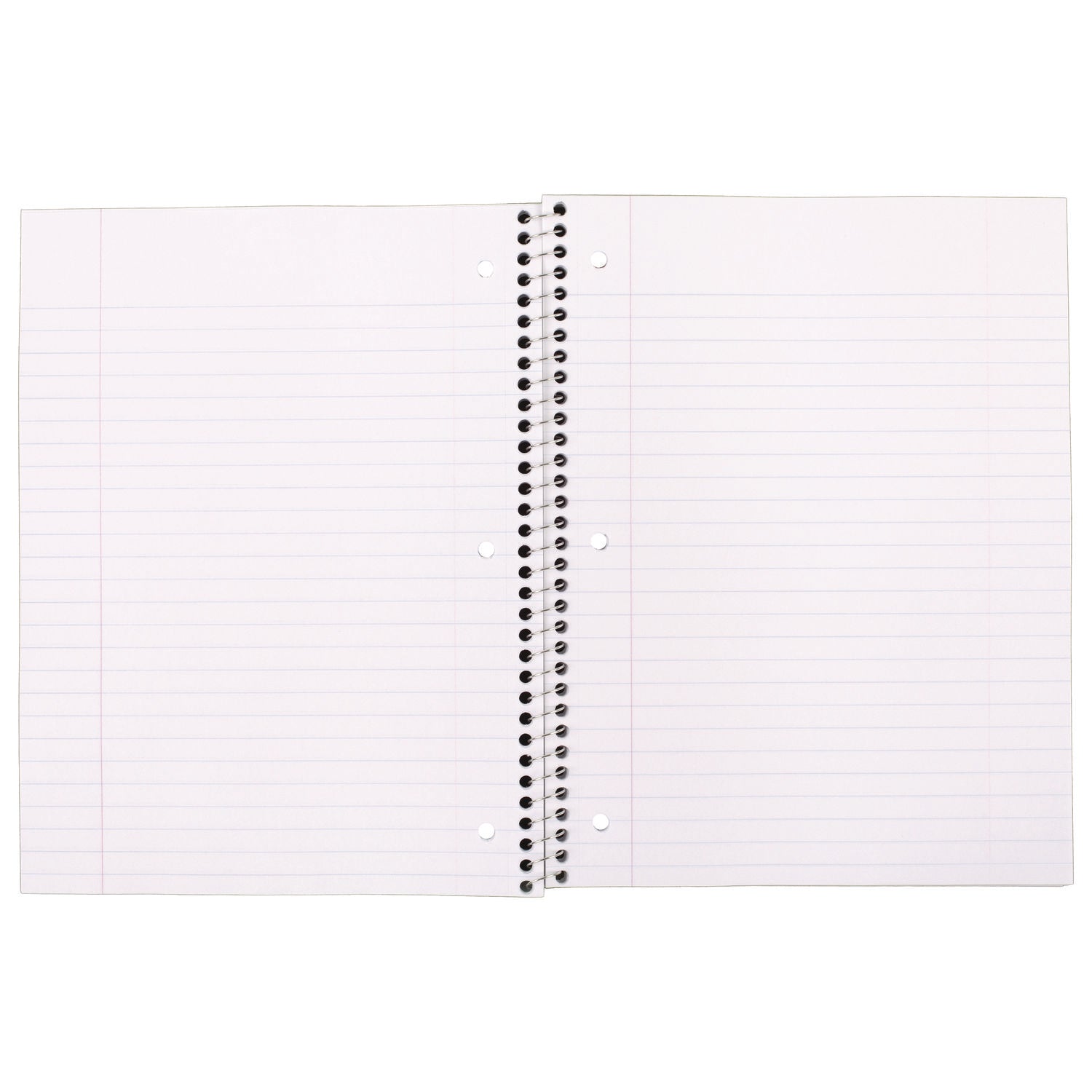 Spiral Notebook, 3-Hole Punched, 1-Subject, Wide/Legal Rule, Randomly Assorted Cover Color, (100) 10.5 x 7.5 Sheets - 8