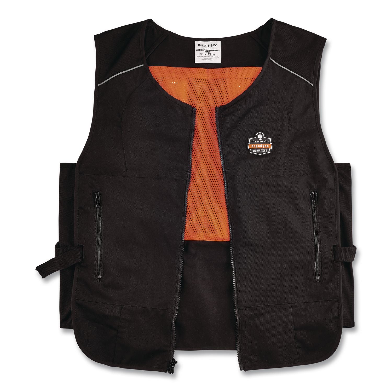 Chill-Its 6260 Lightweight Phase Change Cooling Vest with Packs, Cotton/Poly, 2X-Large/3X-Large, Black, Ships in 1-3 Bus Days