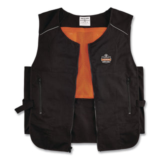 Chill-Its 6260 Lightweight Phase Change Cooling Vest with Packs, Cotton/Poly, 2X-Large/3X-Large, Black, Ships in 1-3 Bus Days