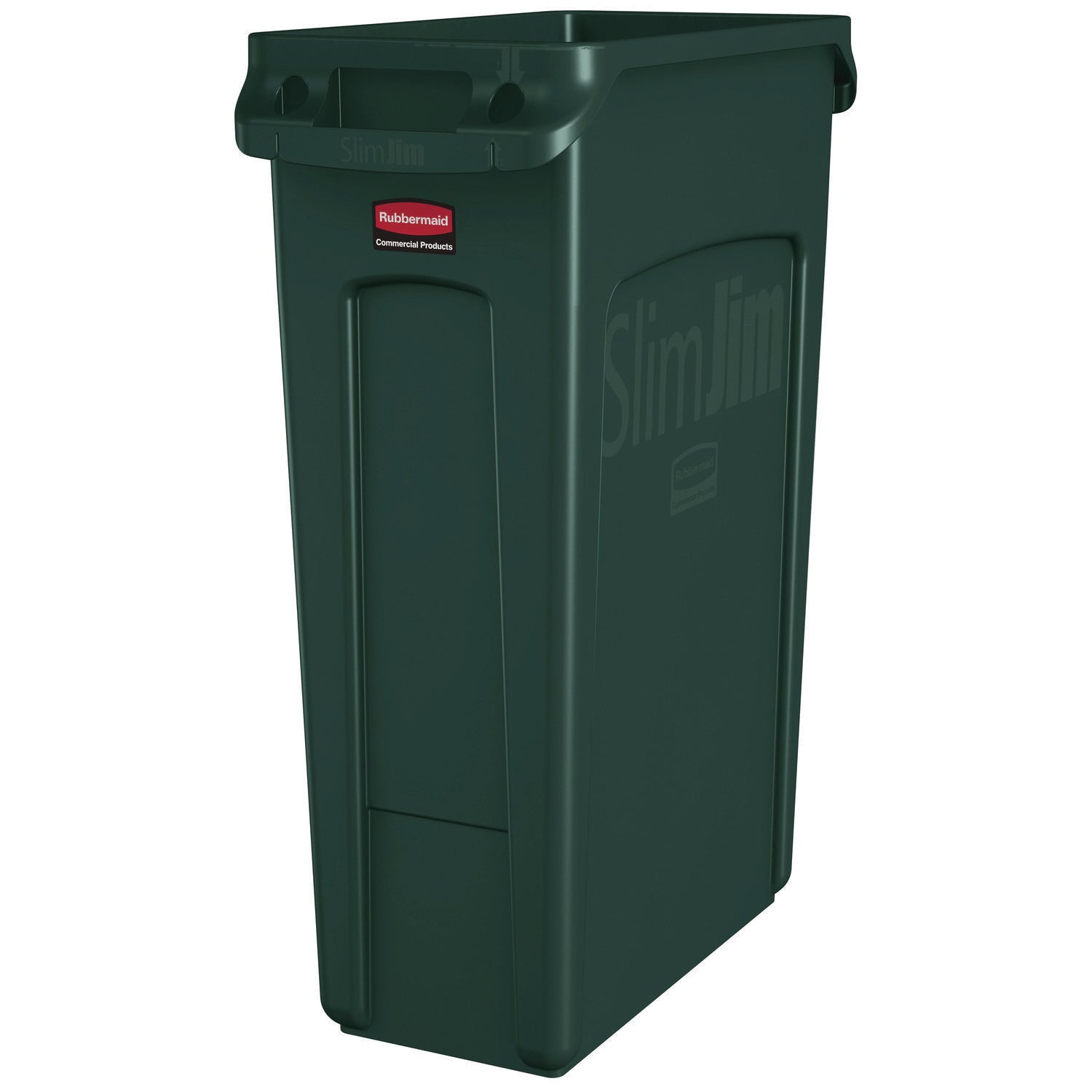 Slim Jim Plastic Recycling Container with Venting Channels, 23 gal, Plastic, Green - 3