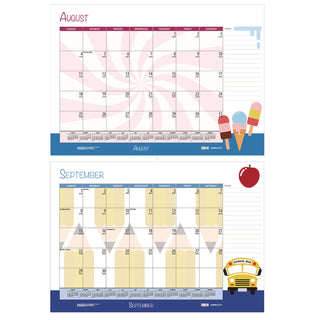 Recycled Academic Year Desk Pad Calendar, Illustrated Seasons Artwork, 22 x 17, Black Binding, 12-Month (July-June): 2023-24