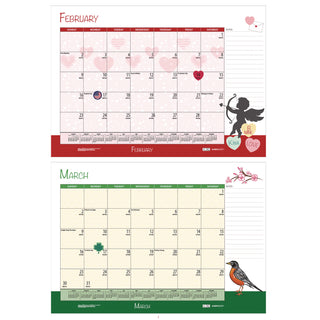 Recycled Academic Year Desk Pad Calendar, Illustrated Seasons Artwork, 22 x 17, Black Binding, 12-Month (July-June): 2023-24