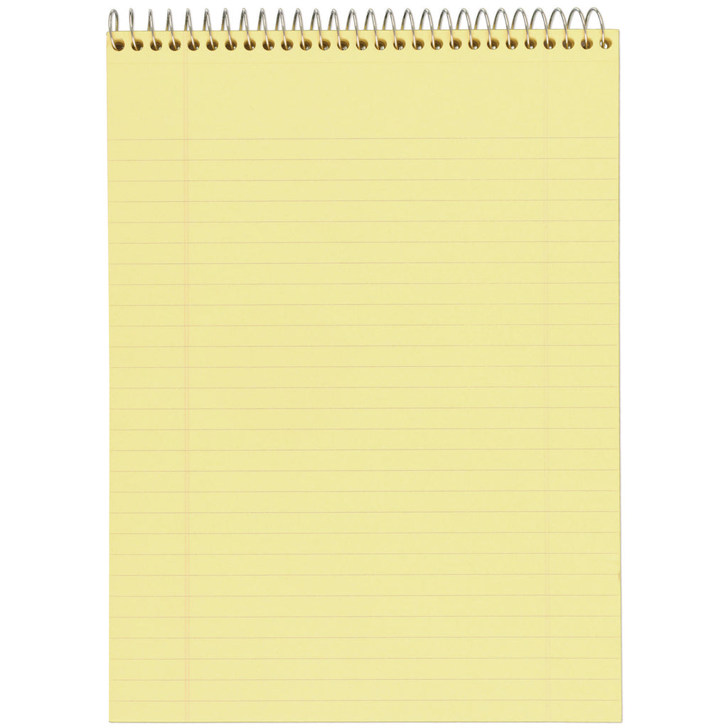 Stiff-Back Wire Bound Notepad, Wide/Legal Rule, Canary/Blue Cover, 70 Canary-Yellow 8.5 x 11.5 Sheets