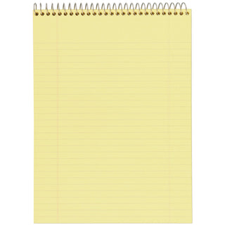 Stiff-Back Wire Bound Notepad, Wide/Legal Rule, Canary/Blue Cover, 70 Canary-Yellow 8.5 x 11.5 Sheets