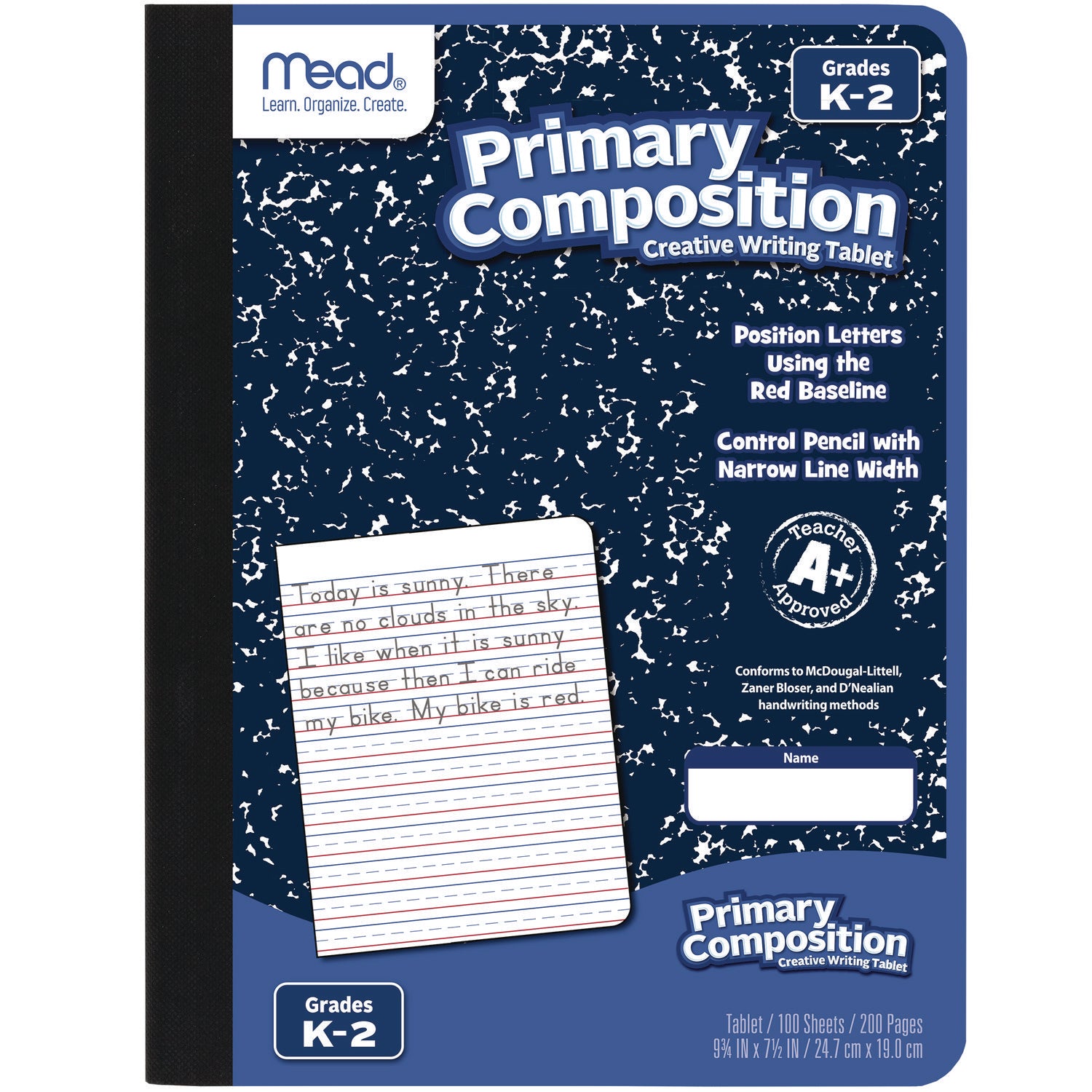 Primary Composition Book, Manuscript Format, Blue/White Cover, (100) 9.75 x 7.5 Sheets - 1
