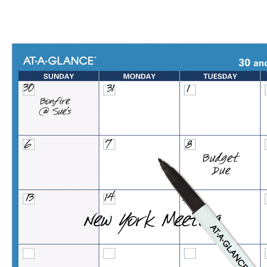 30/60-Day Undated Horizontal Erasable Wall Planner, 48 x 32, White/Blue Sheets, Undated - 4