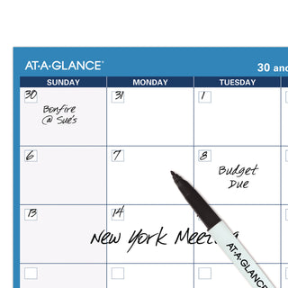 30/60-Day Undated Horizontal Erasable Wall Planner, 48 x 32, White/Blue Sheets, Undated - 4