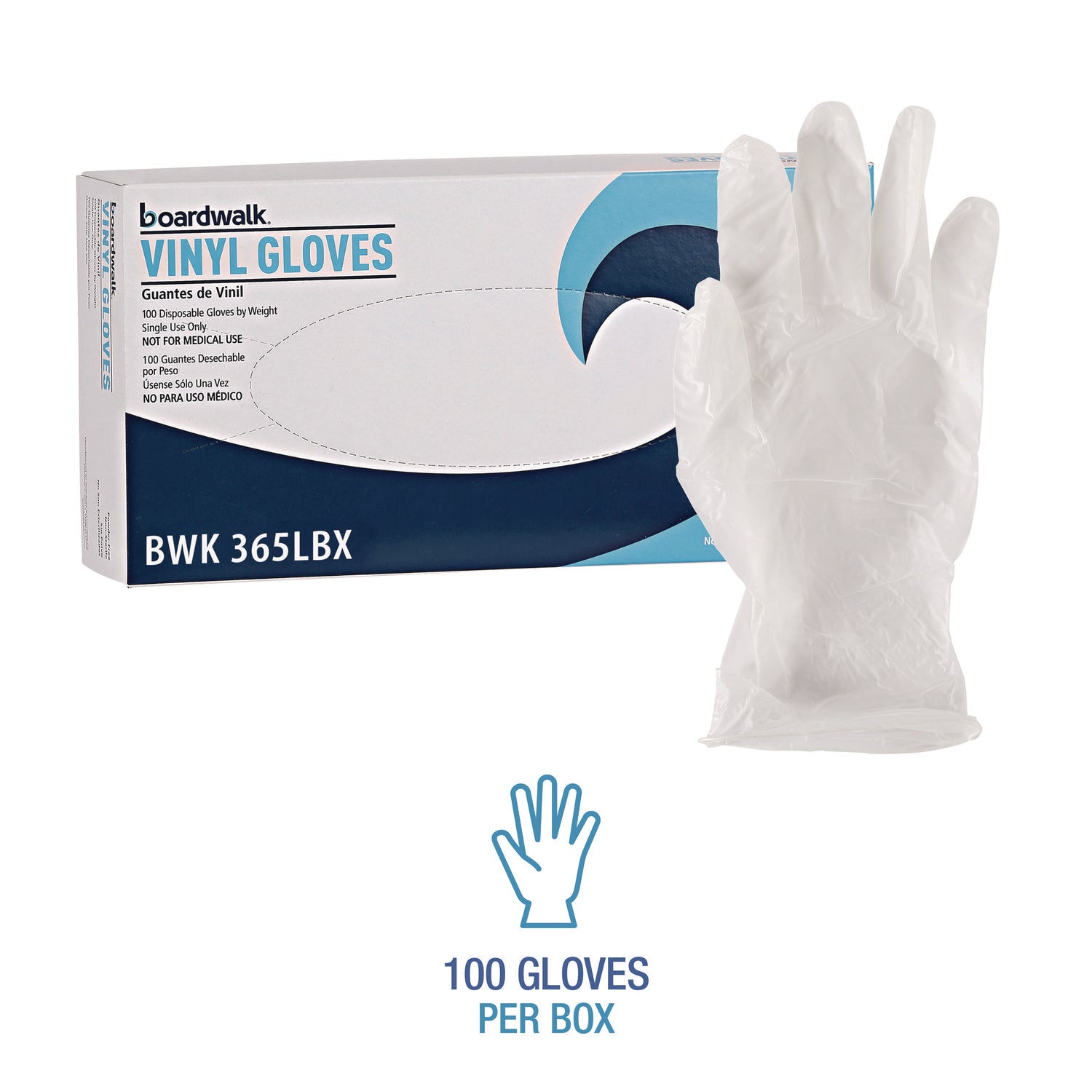 General Purpose Vinyl Gloves, Powder/Latex-Free, 2.6 mil, Large, Clear, 100/Box - 5