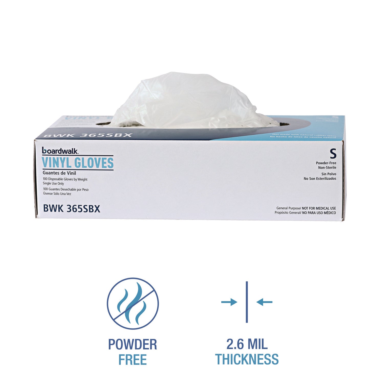 General Purpose Vinyl Gloves, Powder/Latex-Free, 2.6 mil, Small, Clear, 100/Box, 10 Boxes/Carton - 8