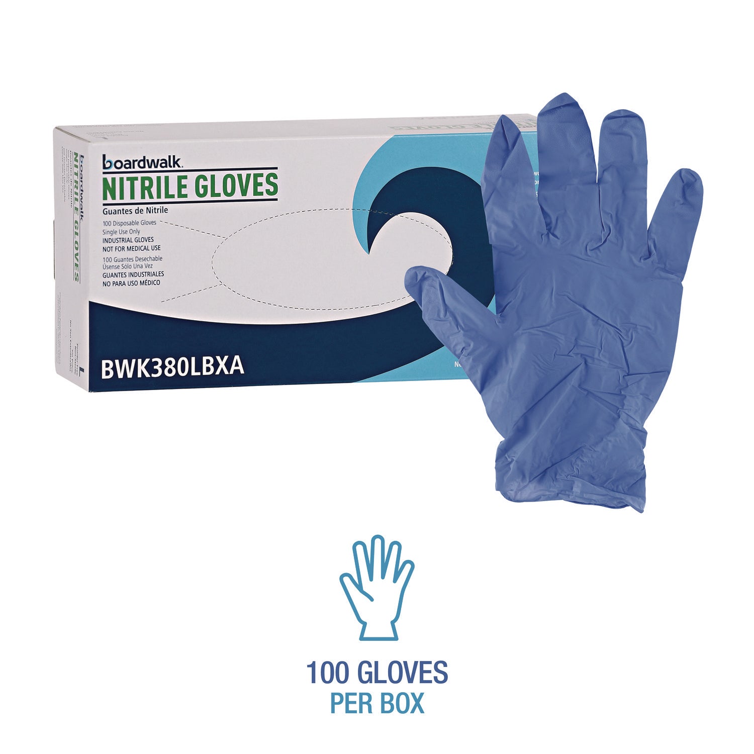 Disposable General-Purpose Nitrile Gloves, Large, Blue, 4 mil, 100/Box - 4