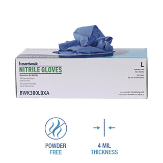 Disposable General-Purpose Nitrile Gloves, Large, Blue, 4 mil, 100/Box