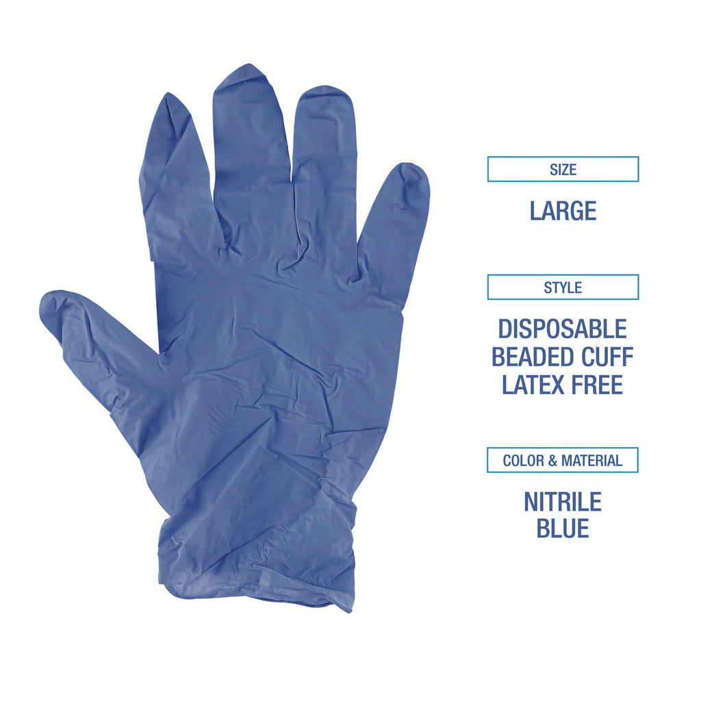 Disposable General-Purpose Nitrile Gloves, Large, Blue, 4 mil, 100/Box