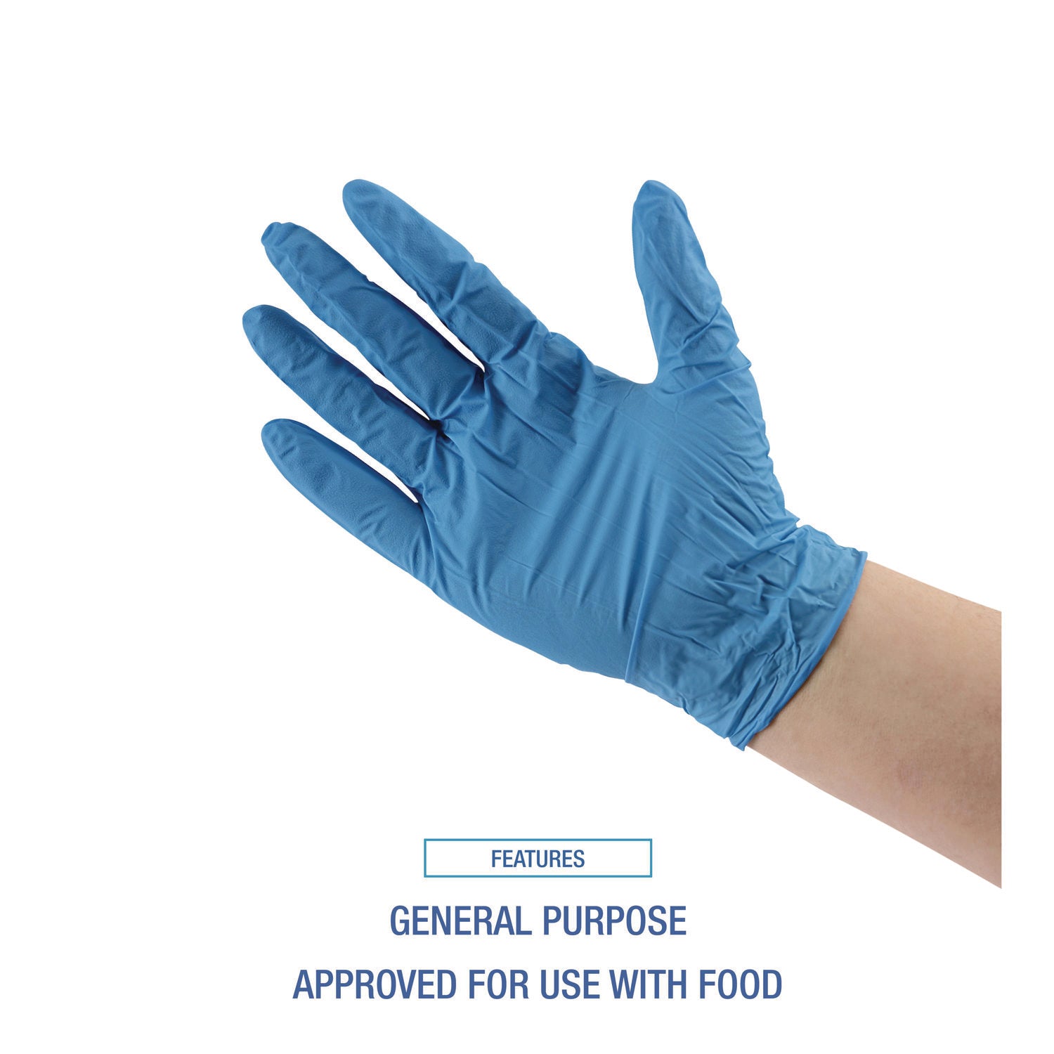 Disposable General-Purpose Powder-Free Nitrile Gloves, Large, Blue, 5 mil, 100/Box - 7