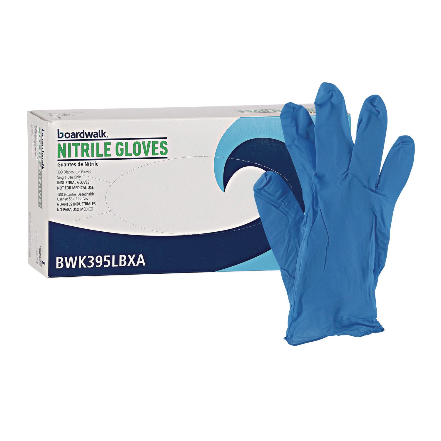 Disposable General-Purpose Powder-Free Nitrile Gloves, Large, Blue, 5 mil, 100/Box - 1