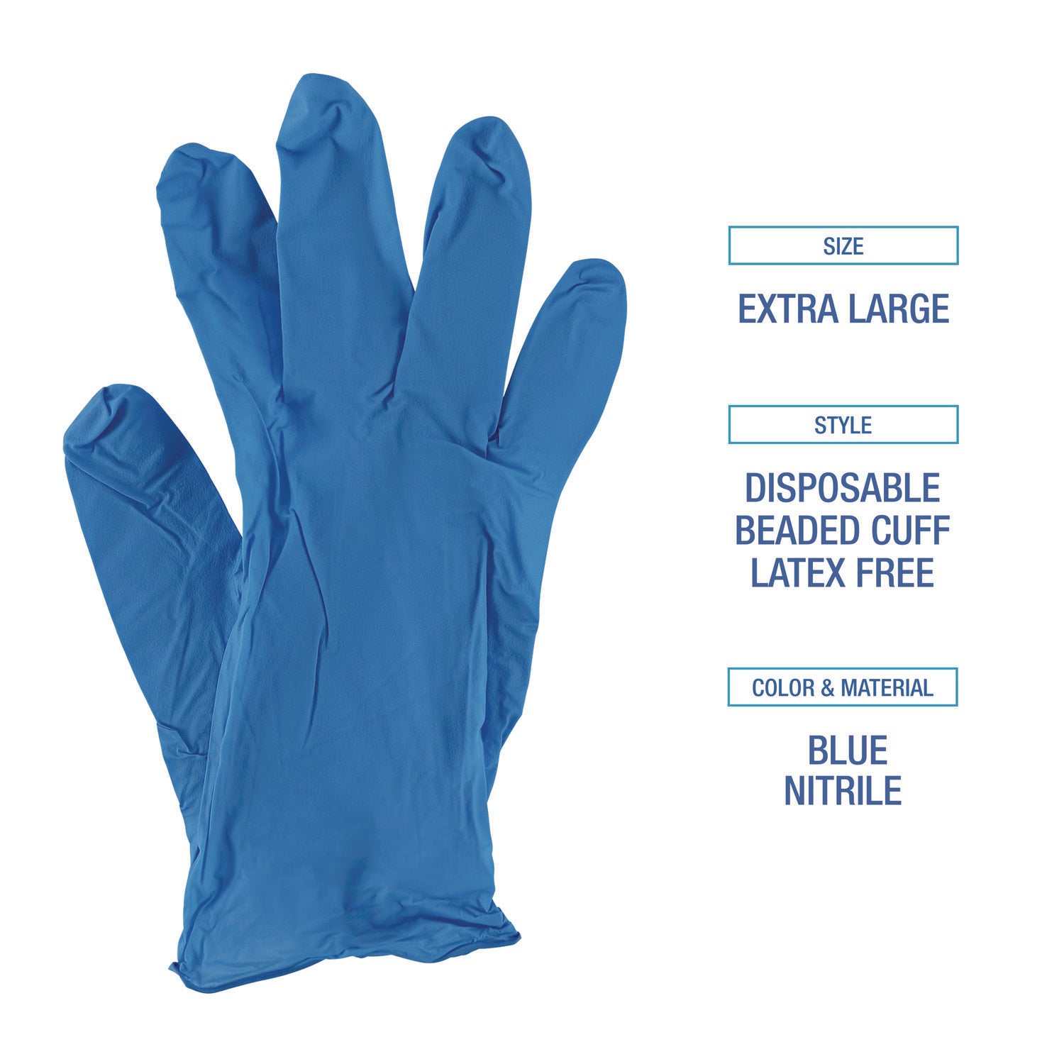 Disposable General-Purpose Powder-Free Nitrile Gloves, X-Large, Blue, 5 mil, 100/Box - 6