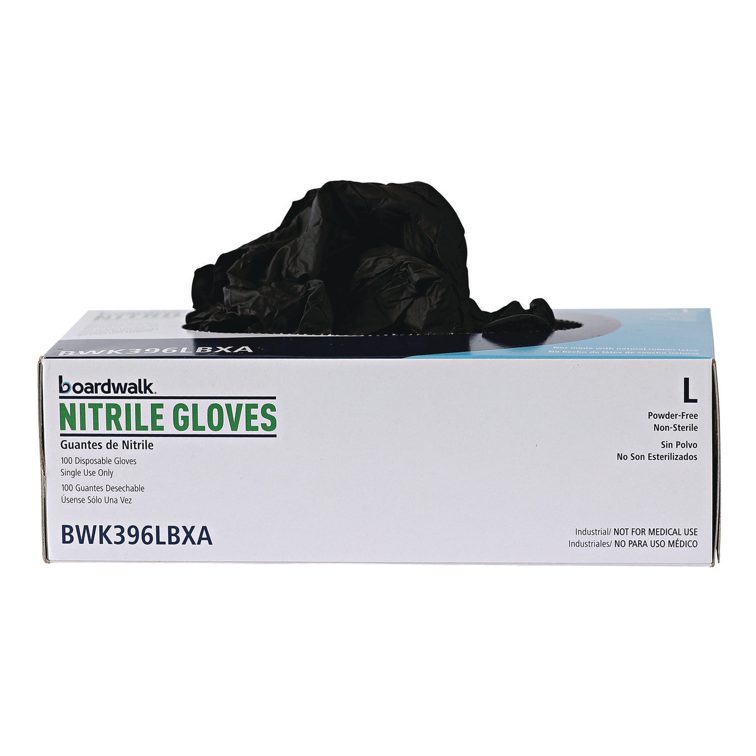 Disposable General-Purpose Powder-Free Nitrile Gloves, Large, Black, 4.4 mil, 100/Box - 4