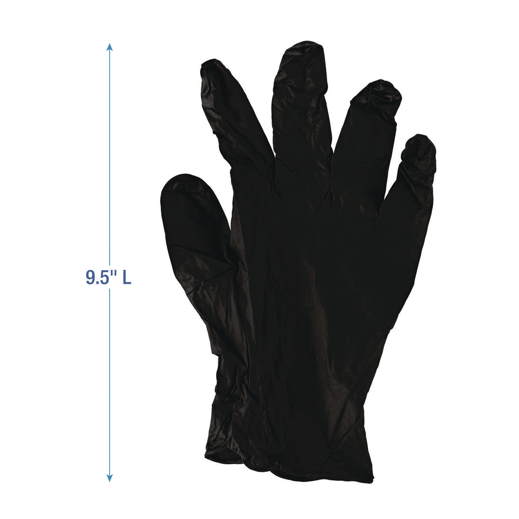 Disposable General-Purpose Powder-Free Nitrile Gloves, Medium, Black, 4.4 mil, 100/Box