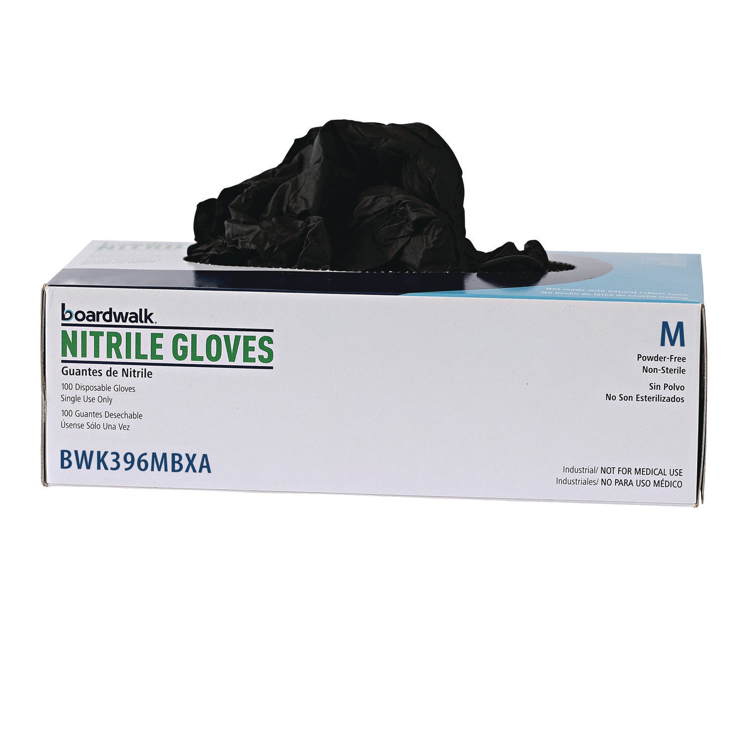 Disposable General-Purpose Powder-Free Nitrile Gloves, Medium, Black, 4.4 mil, 100/Box - 4