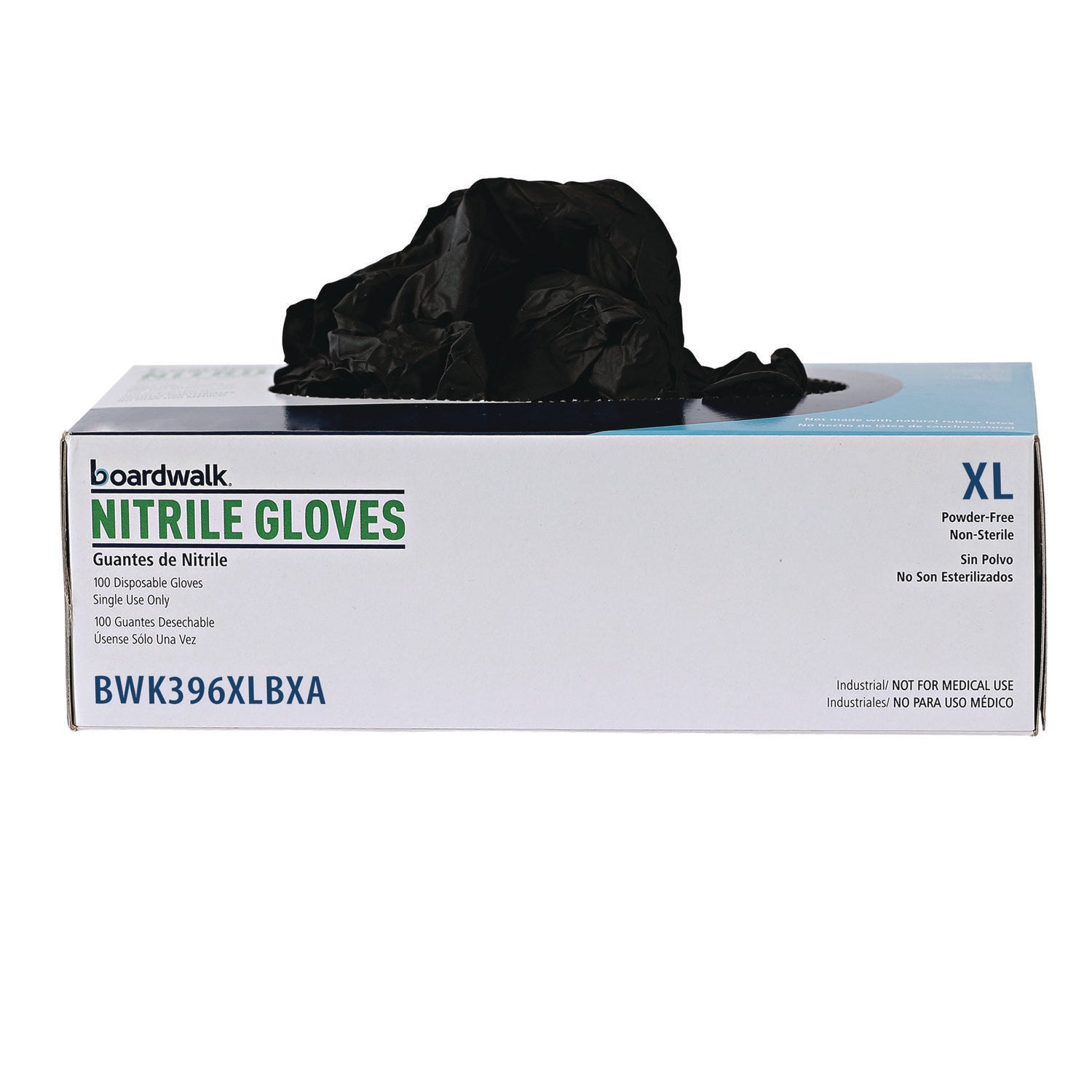 Disposable General-Purpose Powder-Free Nitrile Gloves, X-Large, Black, 4.4 mil, 100/Box - 4