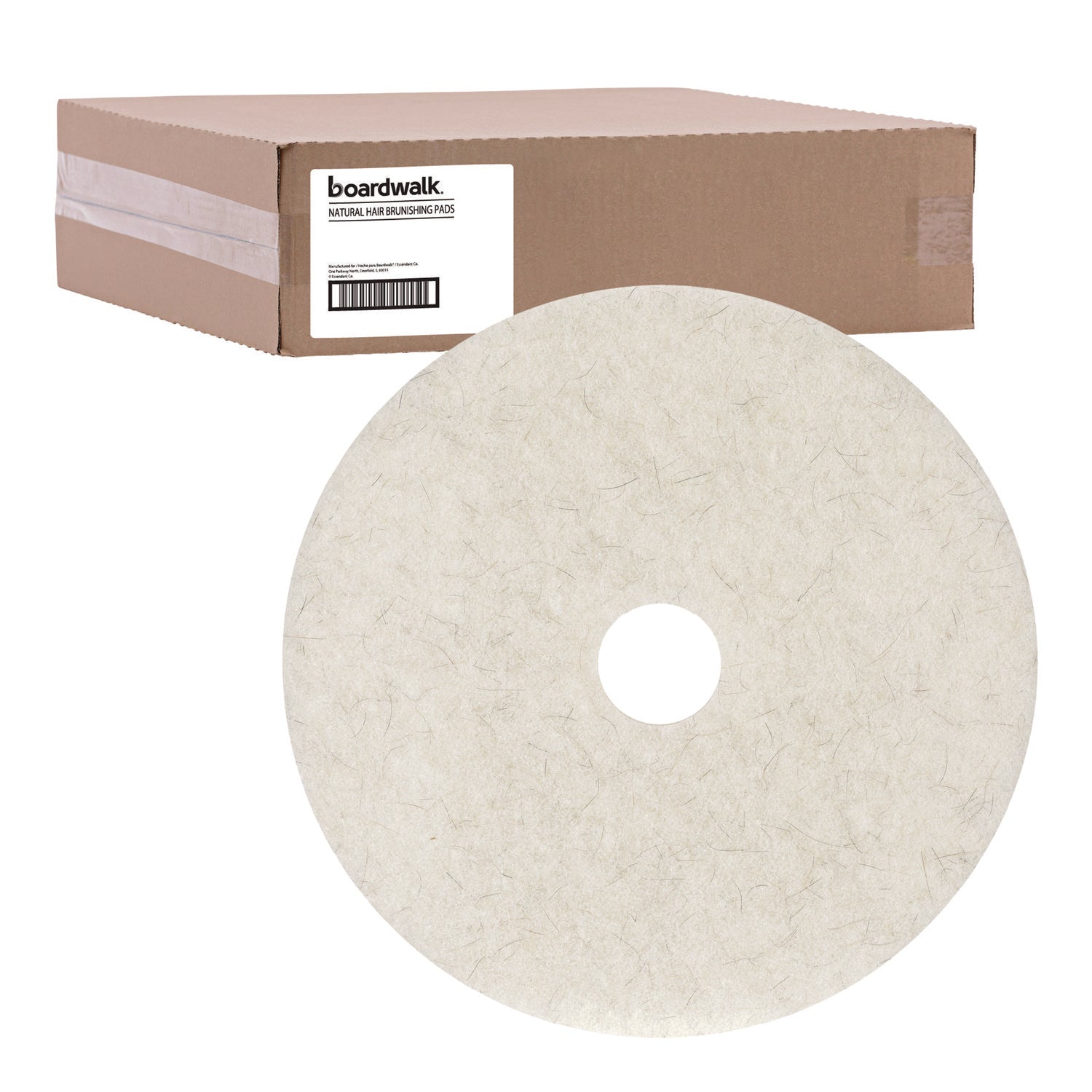 Natural Burnishing Floor Pads, 21" Diameter, White, 5/Carton - 1