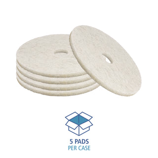 Natural Burnishing Floor Pads, 27" Diameter, White, 5/Carton - 4