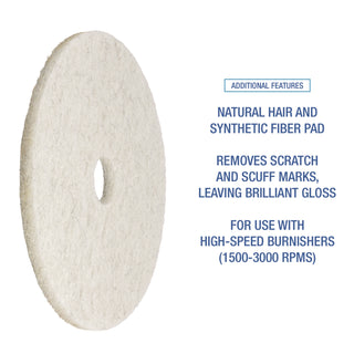 Natural Burnishing Floor Pads, 27" Diameter, White, 5/Carton - 5