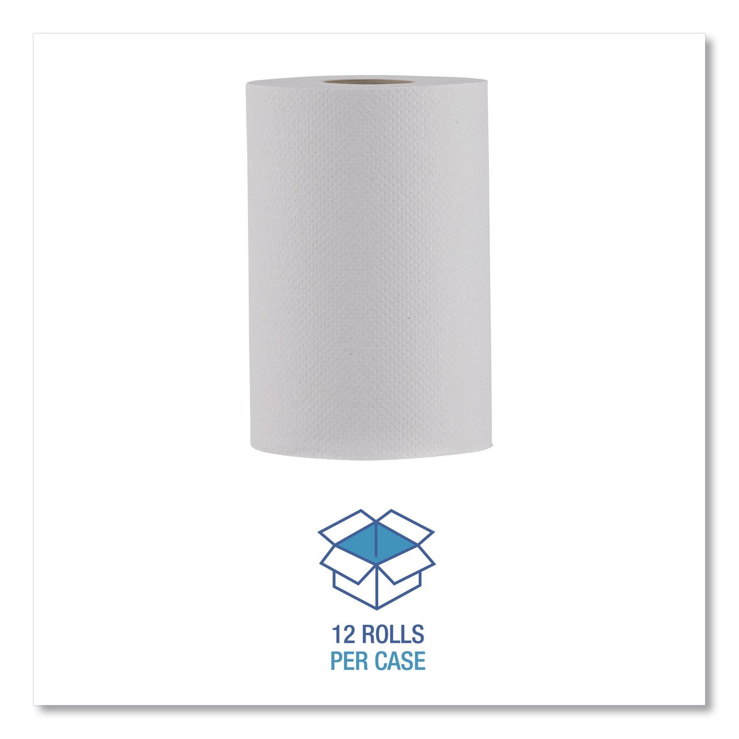 Hardwound Paper Towels, Nonperforated, 1-Ply, 8" x 350 ft, White, 12 Rolls/Carton
