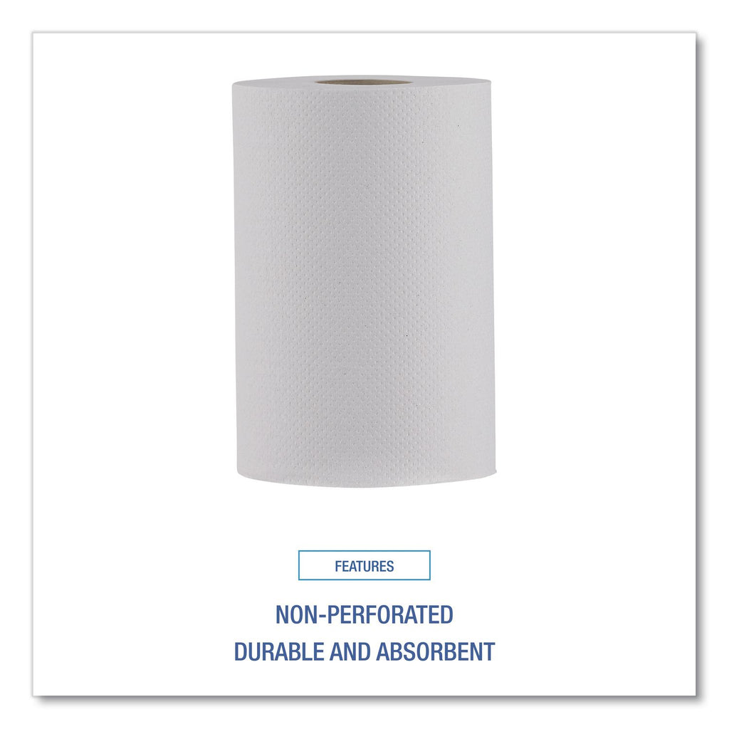 Hardwound Paper Towels, Nonperforated, 1-Ply, 8" x 350 ft, White, 12 Rolls/Carton