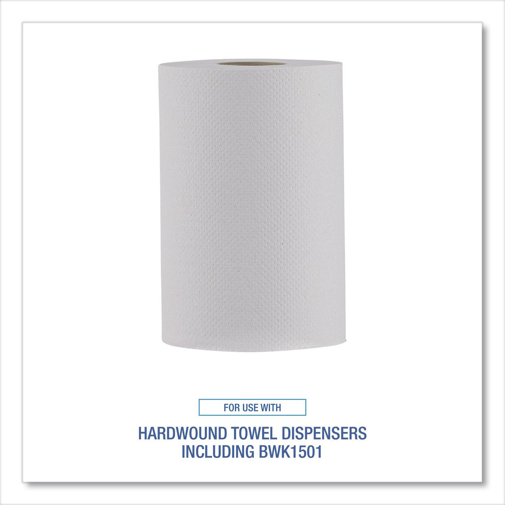 Hardwound Paper Towels, Nonperforated, 1-Ply, 8" x 350 ft, White, 12 Rolls/Carton