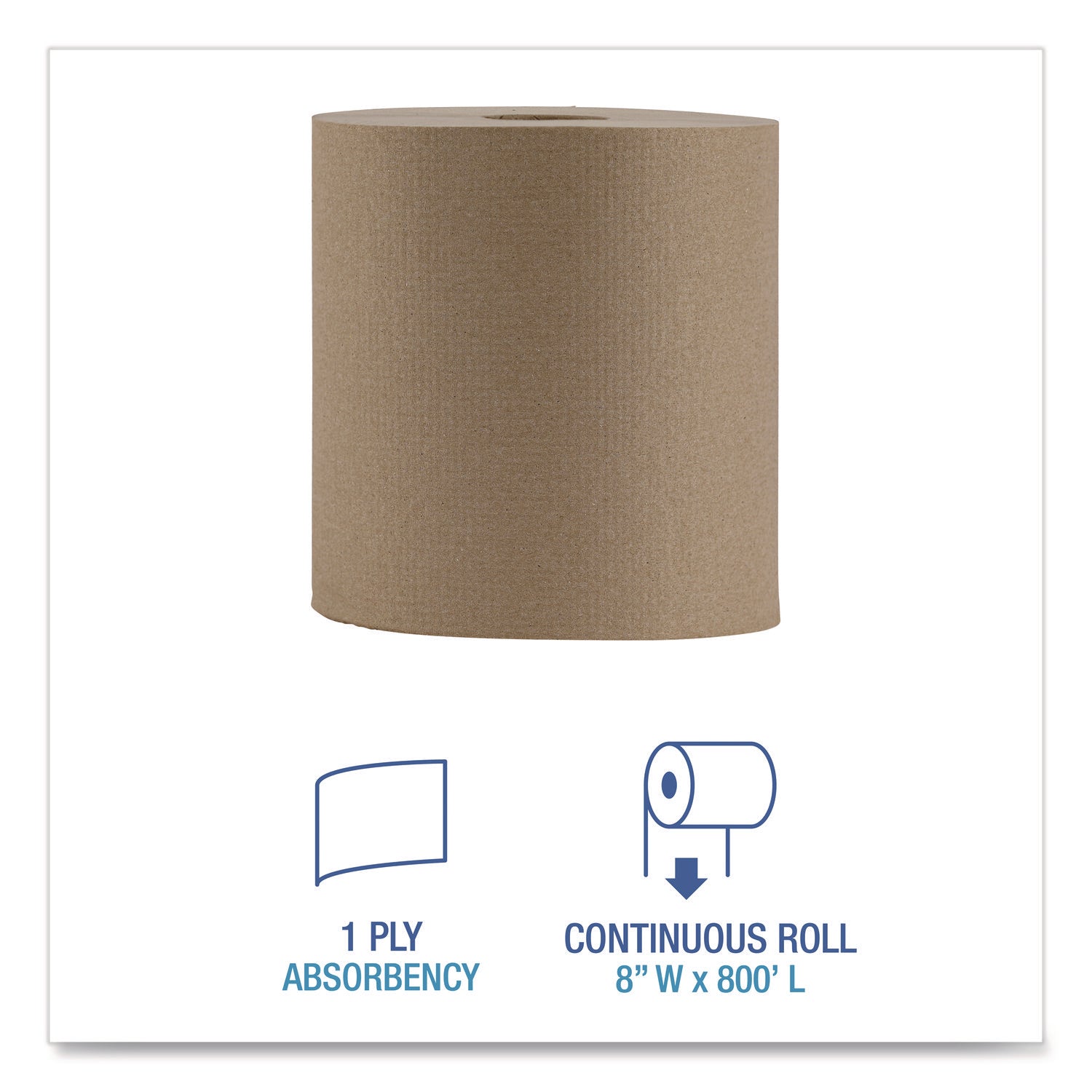 Hardwound Paper Towels, Nonperforated, 1-Ply, 8" x 800 ft, Natural, 6 Rolls/Carton - 2