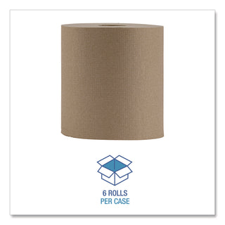 Hardwound Paper Towels, Nonperforated, 1-Ply, 8" x 800 ft, Natural, 6 Rolls/Carton
