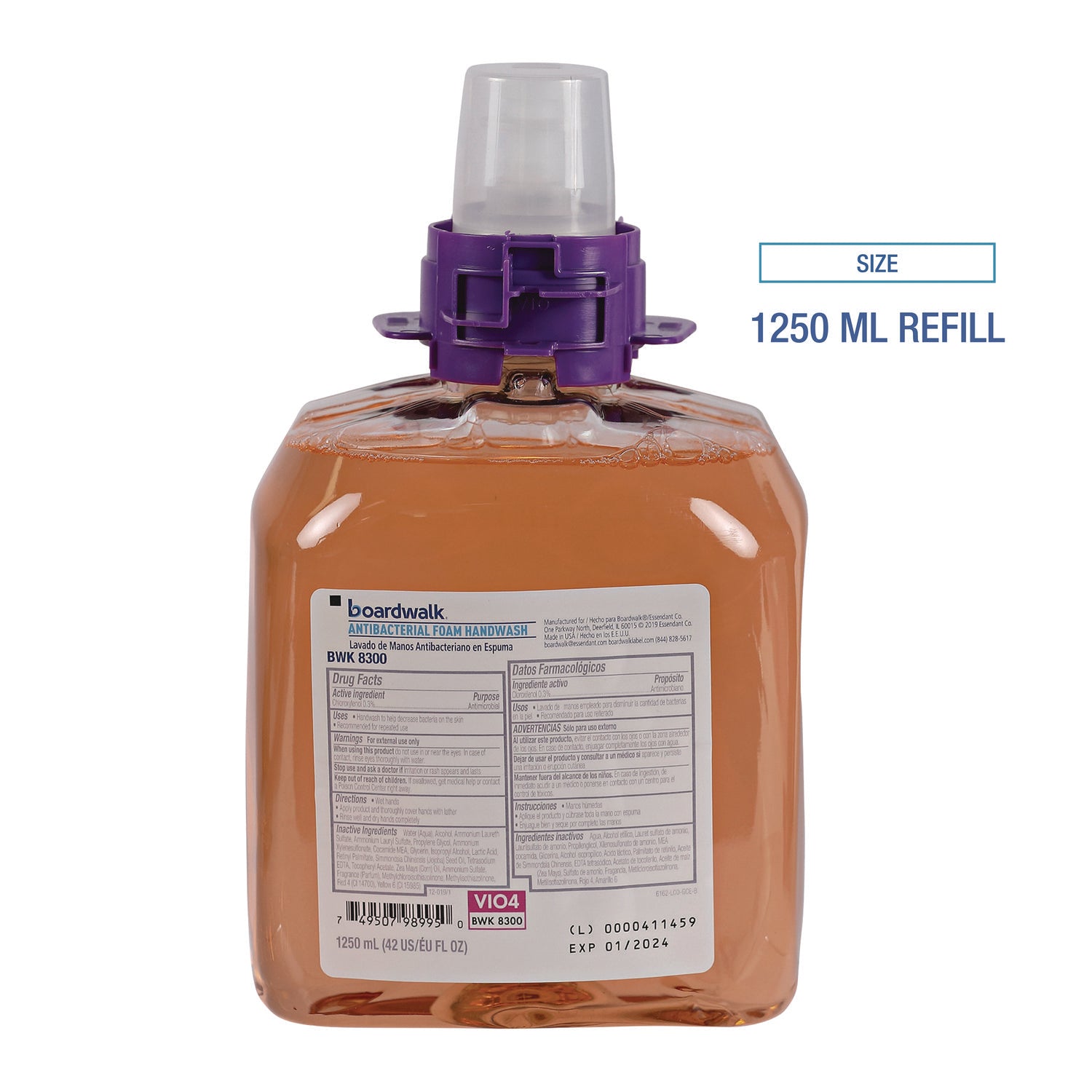 Foam Antibacterial Handwash, Fruity, 1,250 mL Refill, 4/Carton