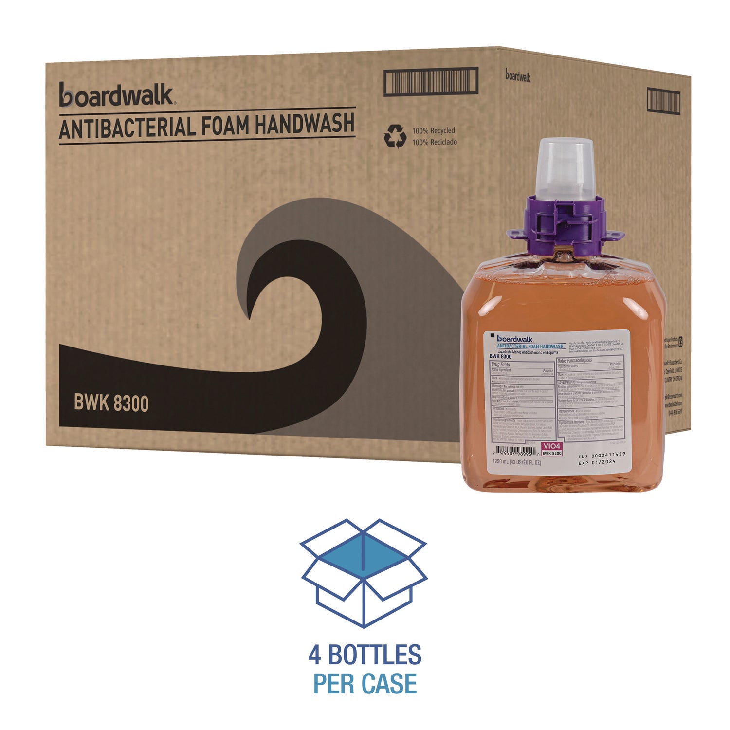 Foam Antibacterial Handwash, Fruity, 1,250 mL Refill, 4/Carton
