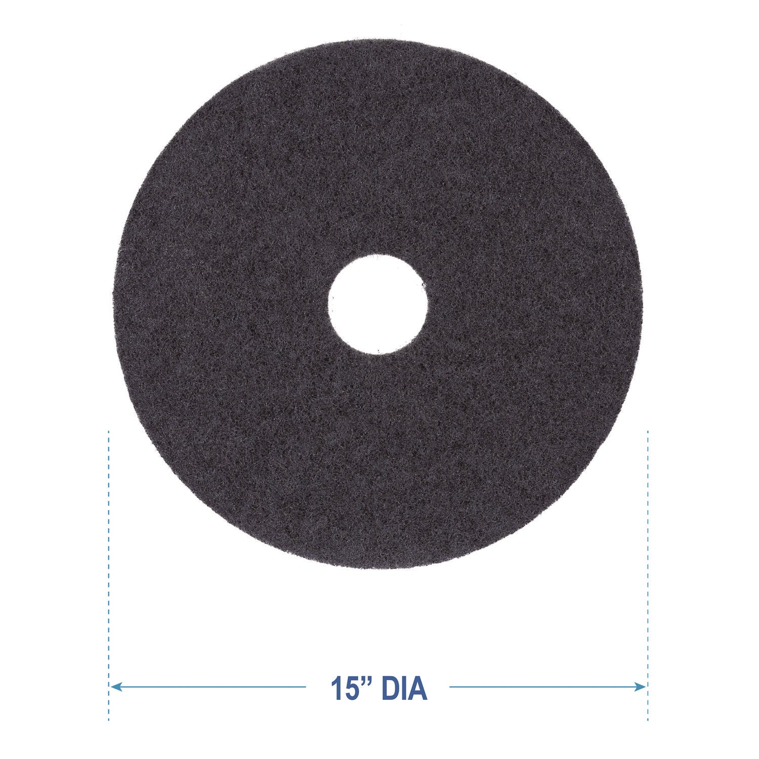 Stripping Floor Pads, 15" Diameter, Black, 5/Carton - 3