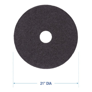 Stripping Floor Pads, 21" Diameter, Black, 5/Carton