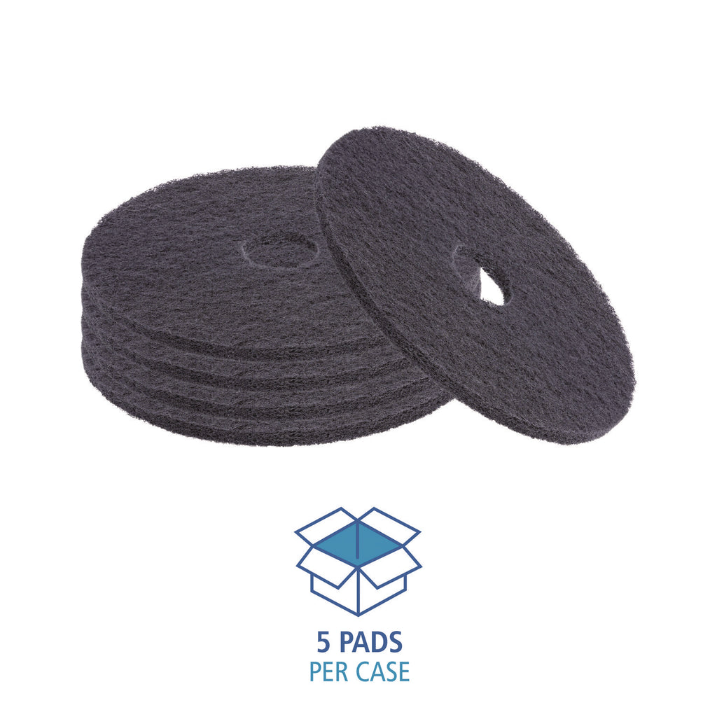 Stripping Floor Pads, 21" Diameter, Black, 5/Carton