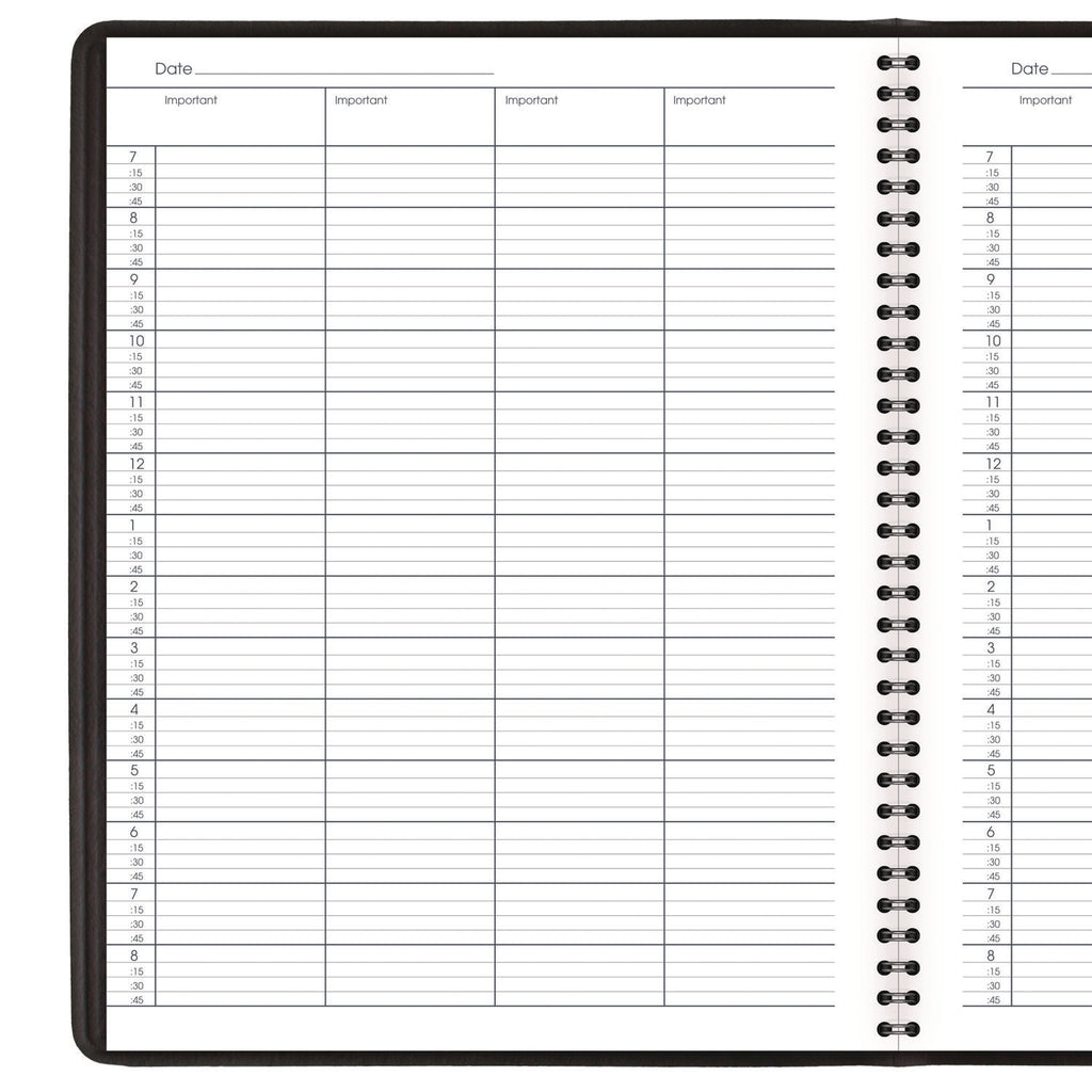 Four-Person Group Undated Daily Appointment Book, 10.88 x 8.5, Black Cover, 12-Month (Jan to Dec): Undated