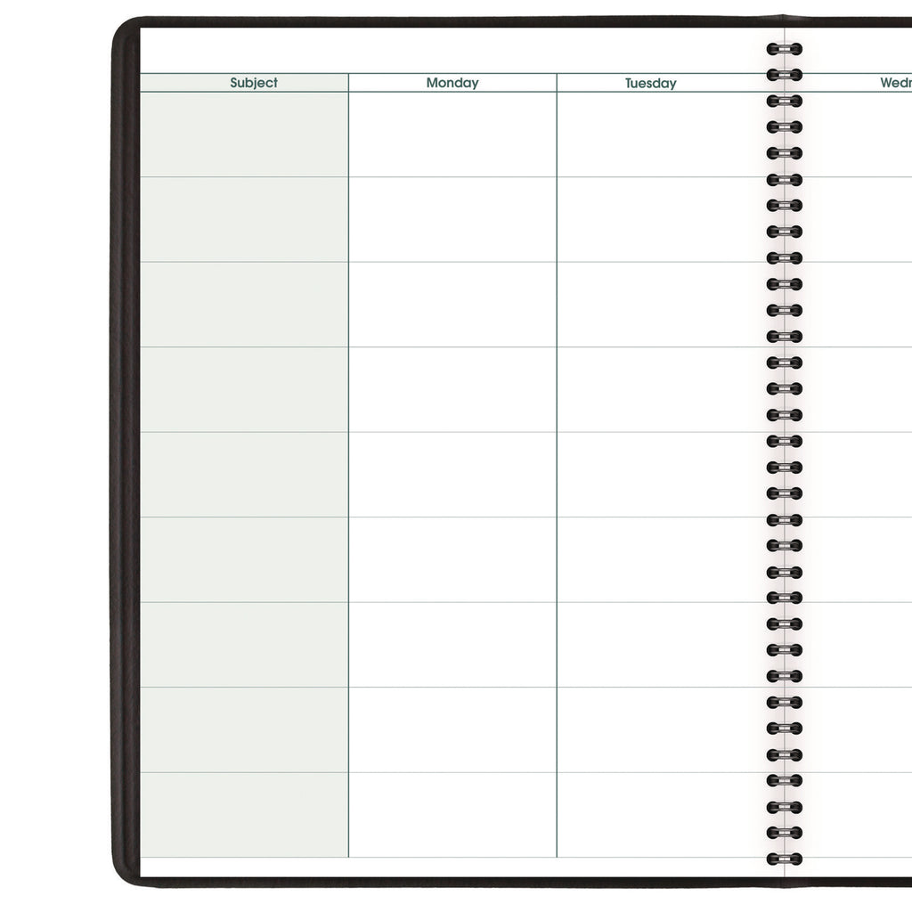 Undated Teacher's Planner, Weekly, Two-Page Spread (Nine Classes), 10.88 x 8.25, Black Cover