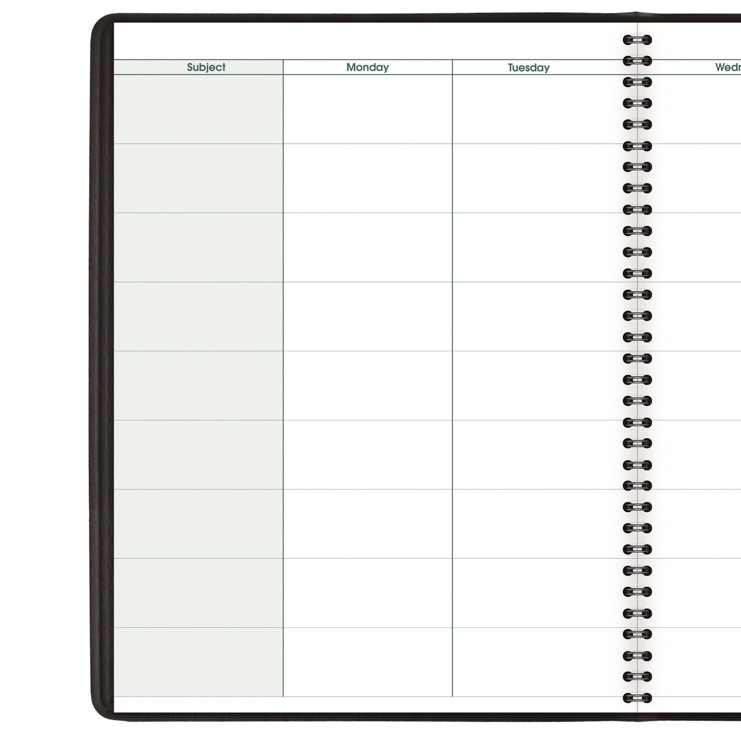 Undated Teacher's Planner, Weekly, Two-Page Spread (Nine Classes), 10.88 x 8.25, Black Cover