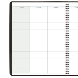 Undated Teacher's Planner, Weekly, Two-Page Spread (Nine Classes), 10.88 x 8.25, Black Cover