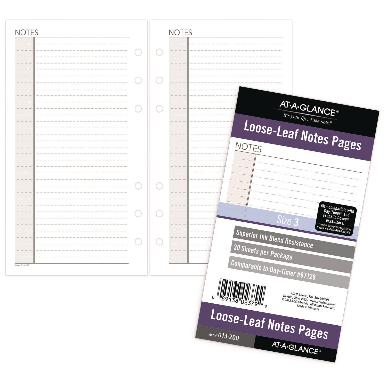 Lined Notes Pages for Planners/Organizers, 6.75 x 3.75, White Sheets, Undated - 1