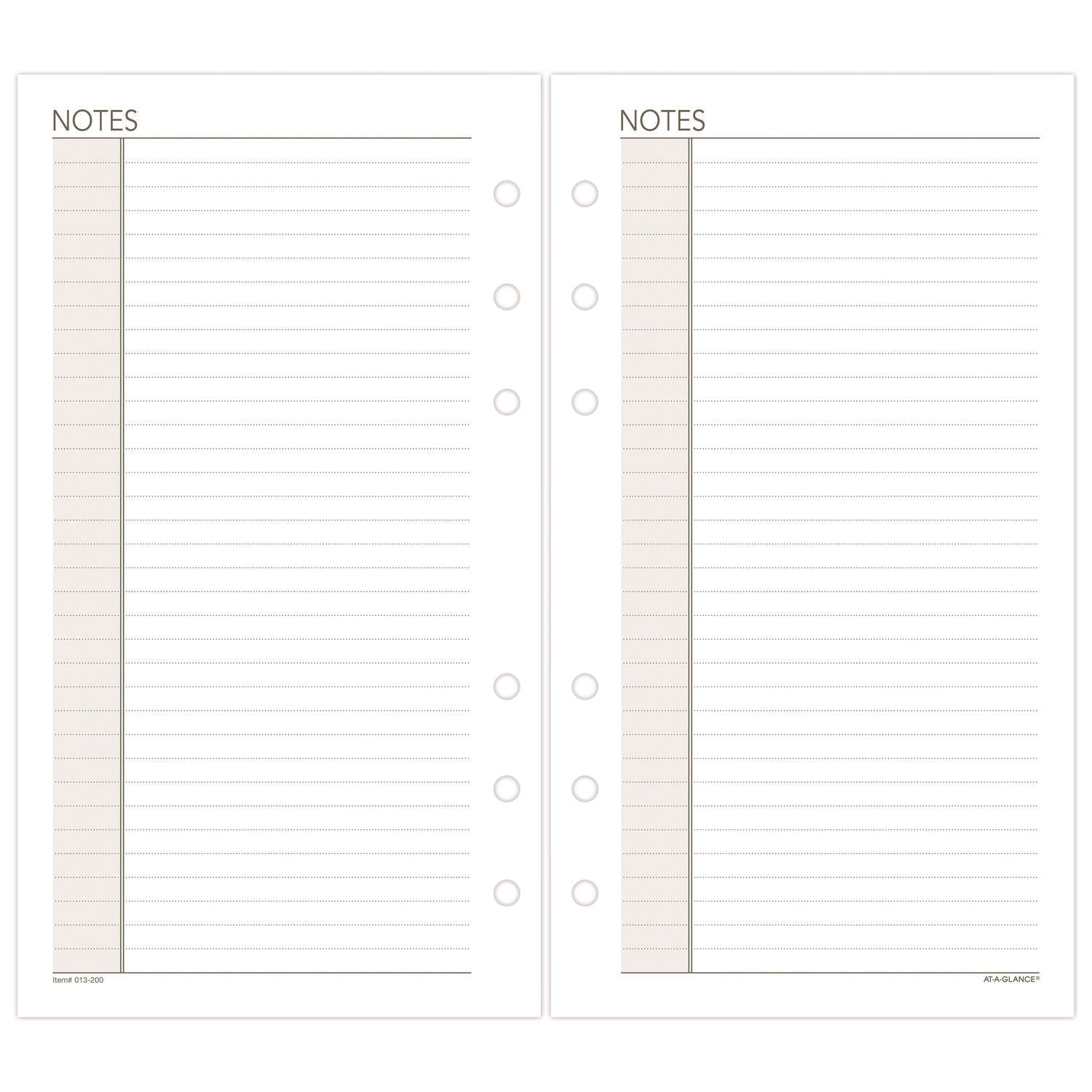 Lined Notes Pages for Planners/Organizers, 6.75 x 3.75, White Sheets, Undated - 2