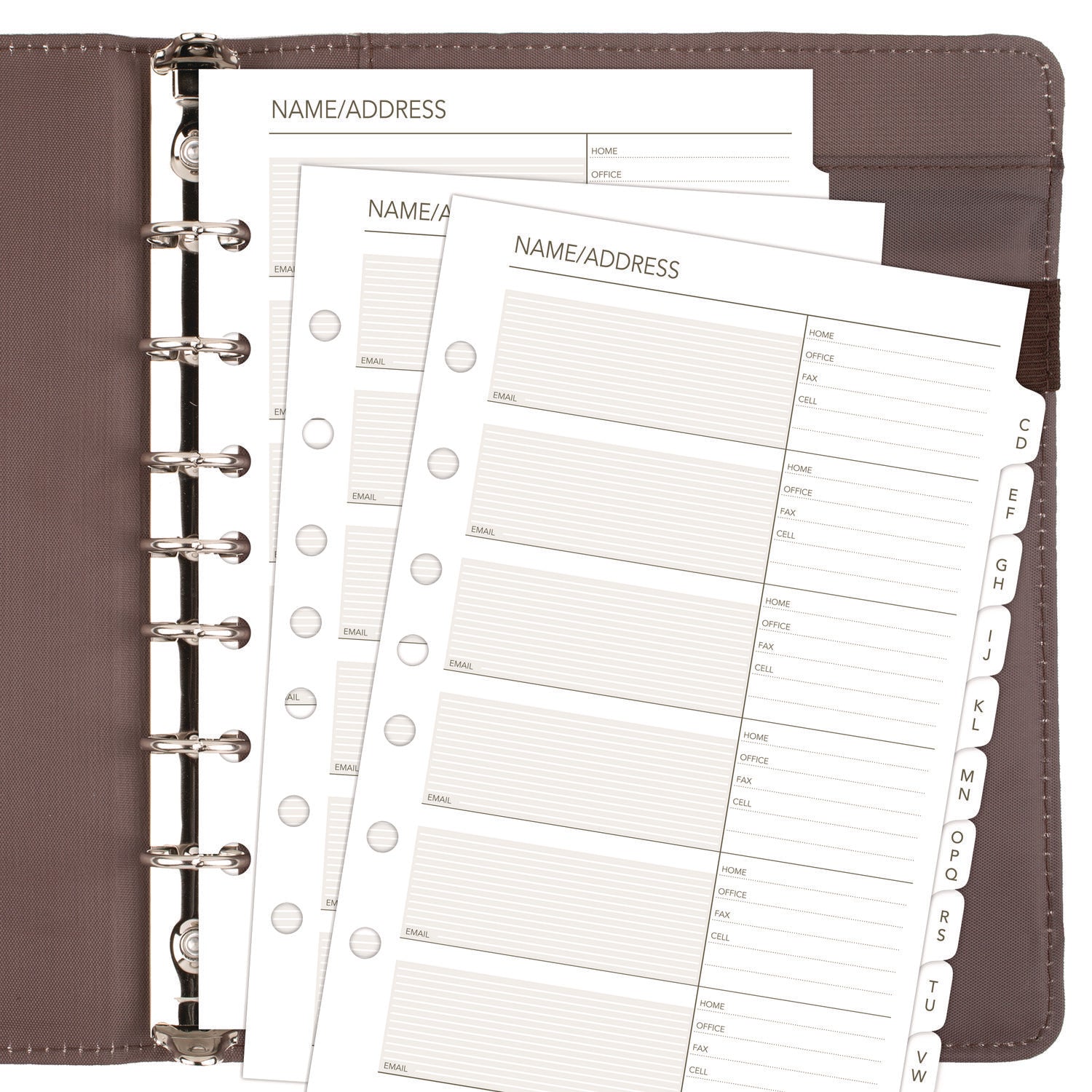Telephone/Address 1/12-Cut A-Z Tab Refill for Planners/Organizers, 8.5 x 5.5, White Sheets, Undated - 3