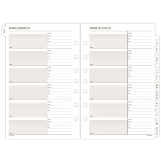Telephone/Address 1/12-Cut A-Z Tab Refill for Planners/Organizers, 8.5 x 5.5, White Sheets, Undated - 2