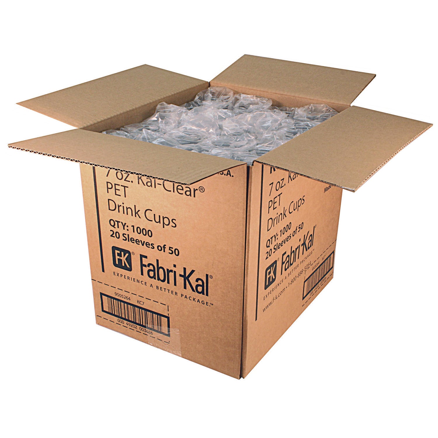 Kal-Clear PET Cold Drink Cups, 7 oz, Clear, 1,000/Carton - 4