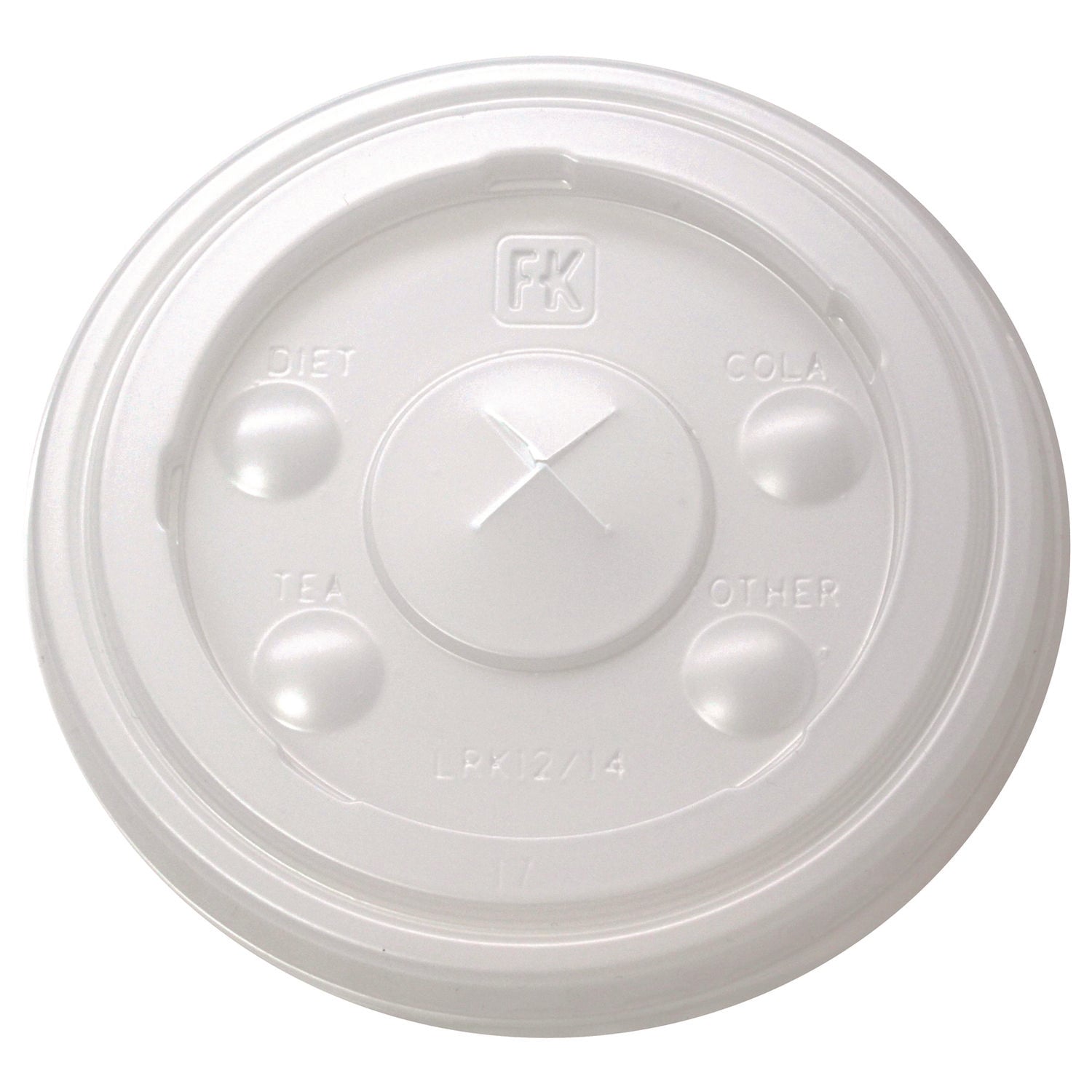 Kal-Clear/Nexclear Drink Cup Lids, Flat w/X-Style Straw Slot, Flavor Buttons, Fits 12-14 oz Cold Cups, Translucent, 1,000/CT - 1