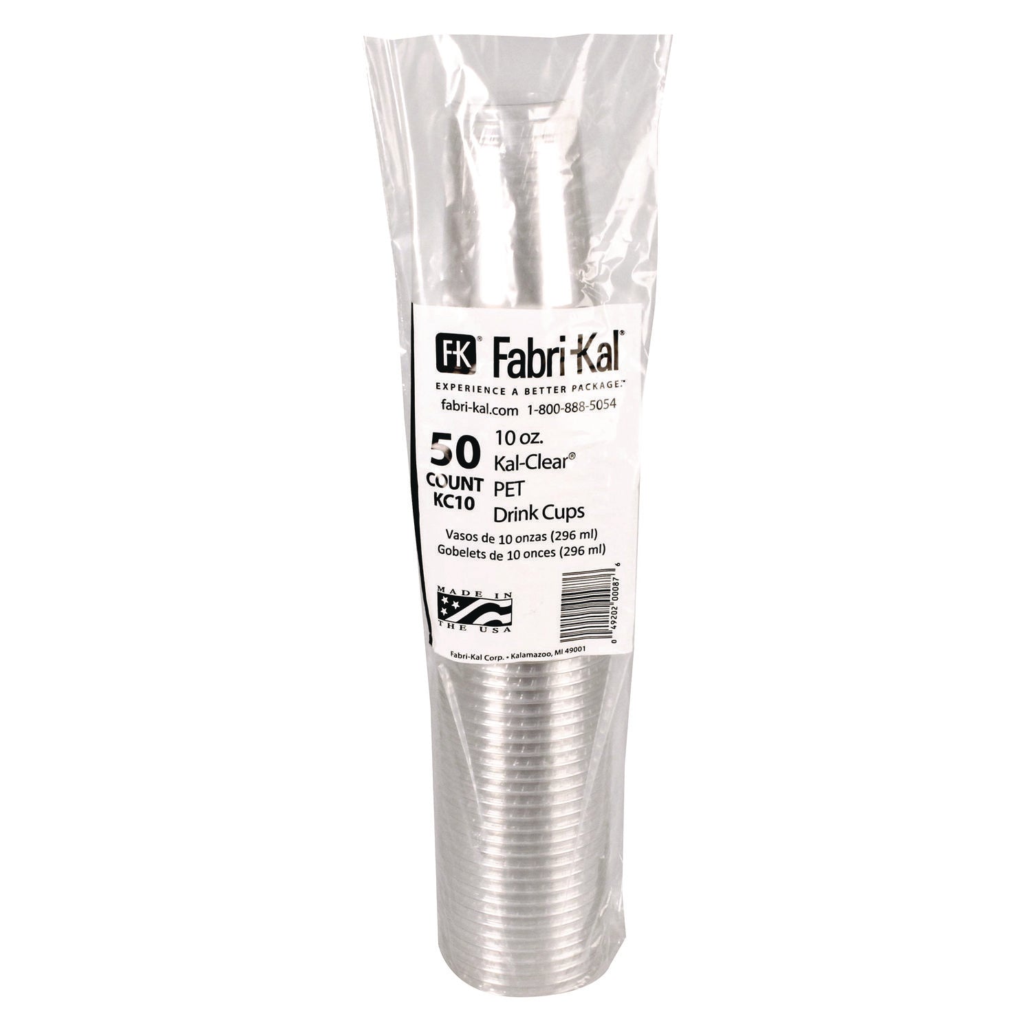 Kal-Clear PET Cold Drink Cups, 10 oz, Clear, 50/Bag, 20 Bags/Carton - 3