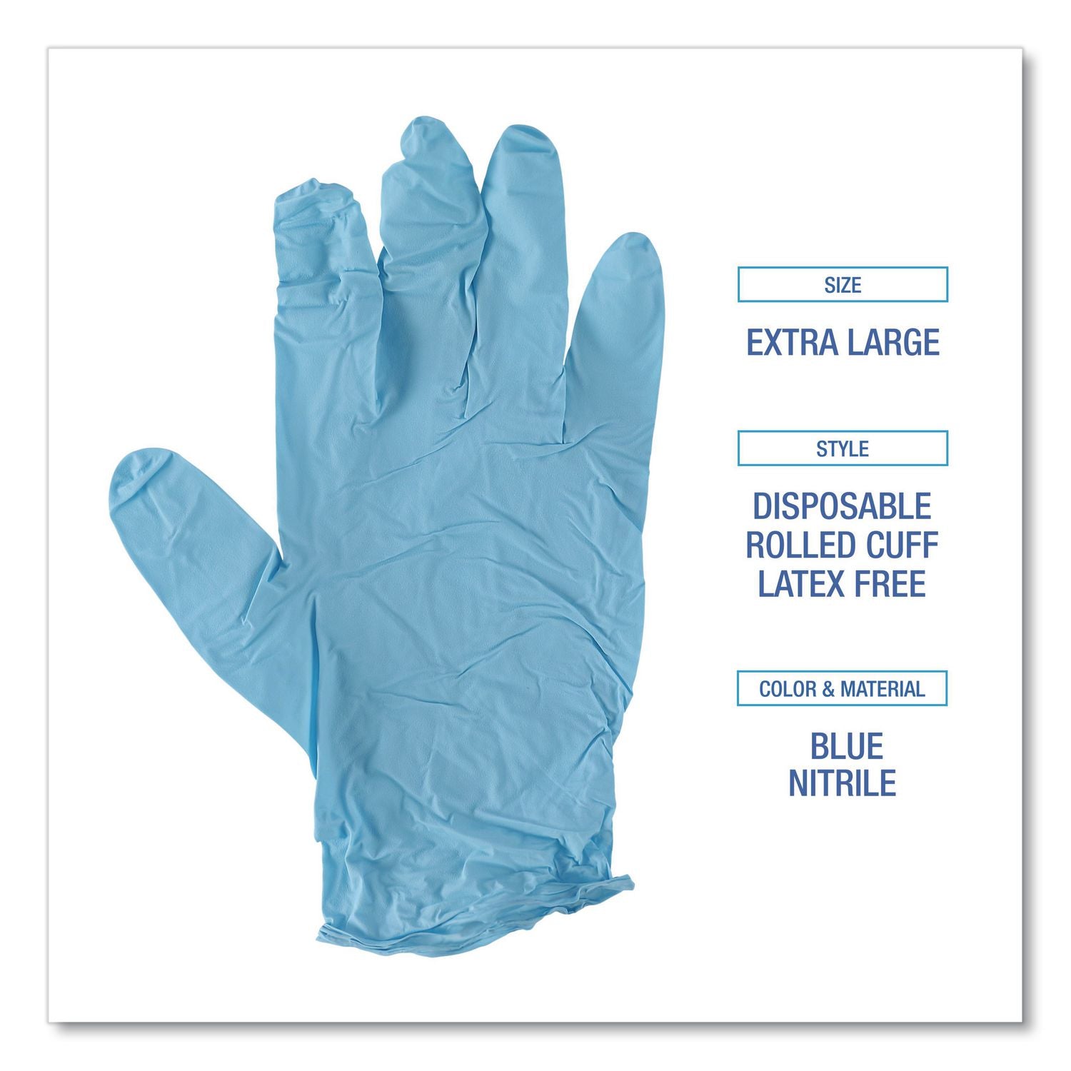 Disposable Examination Nitrile Gloves, X-Large, Blue, 5 mil, 100/Box